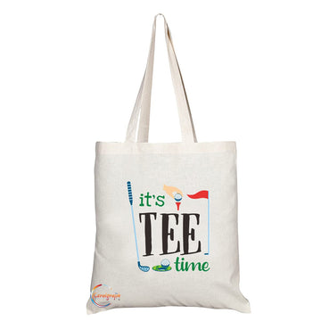 TB1279 Its Tee Time Novelty Present Gift Printed Eco-Friendly Stylish Long Handled Tote Shoulder Bag