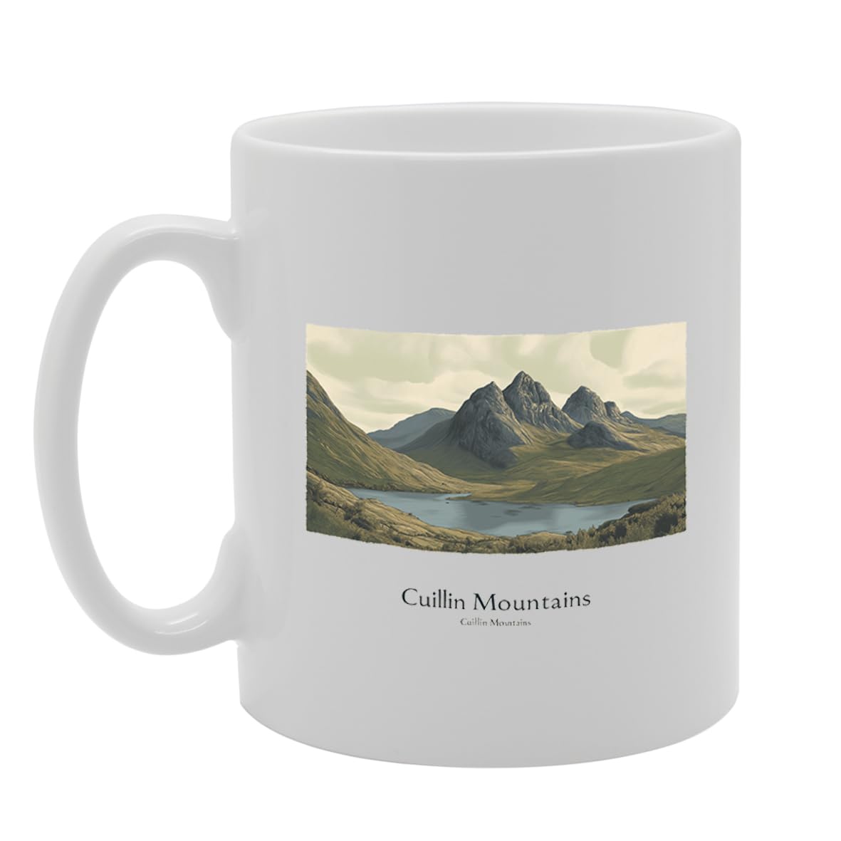 Printed Coffee Ceramic  Featuring Cities And Landmarks In United Kingdom (Cuillin Mountains) - Funny Printed Coffee Mug - Great Gift Idea
