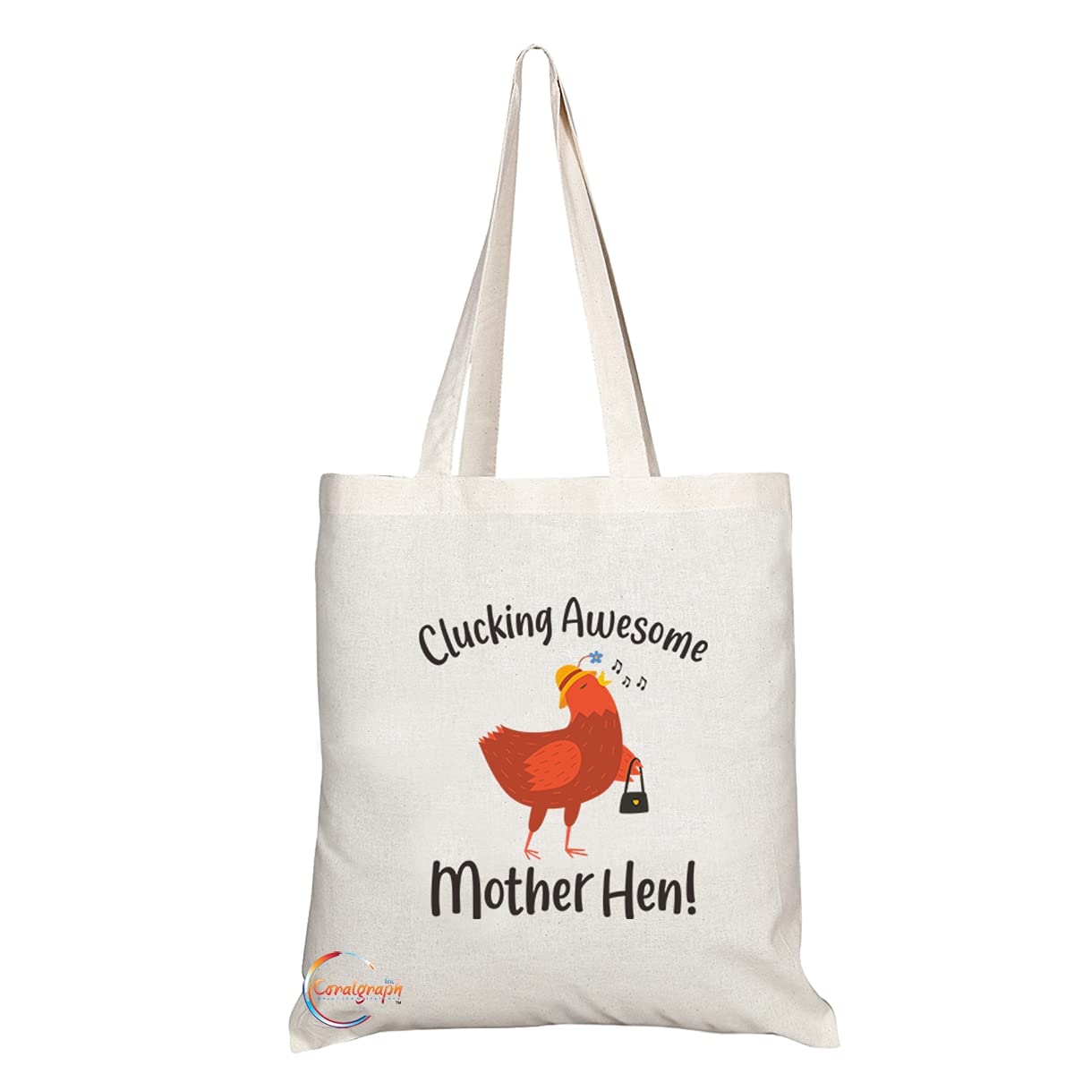 TB1114 Clucking Awesome Mother Hen Novelty Present Gift Printed Eco-Friendly Stylish Long Handled Tote Shoulder Bag