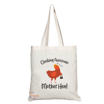 TB1114 Clucking Awesome Mother Hen Novelty Present Gift Printed Eco-Friendly Stylish Long Handled Tote Shoulder Bag