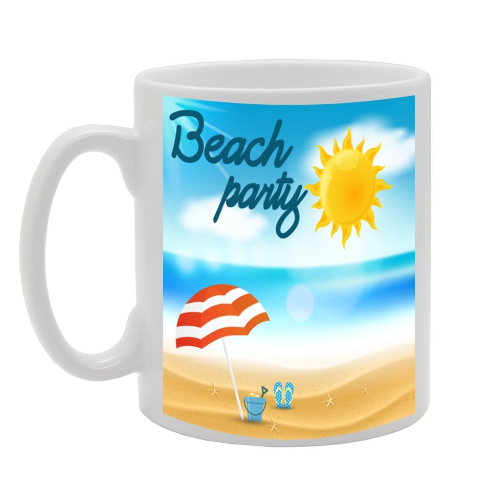 Beach Party Sunset   Printed Tea Coffee Ceramic  Mg401 - Funny Printed Coffee Mug - Great Gift Idea