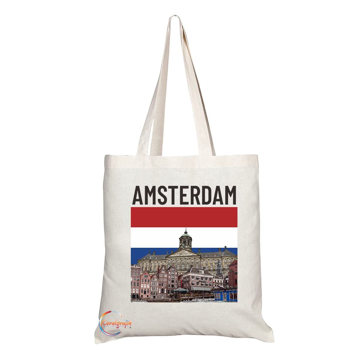 TB1533 Amsterdam Netherlands - A Novelty Present Gift Printed Eco-Friendly Stylish Long Handled Tote Shoulder Bag