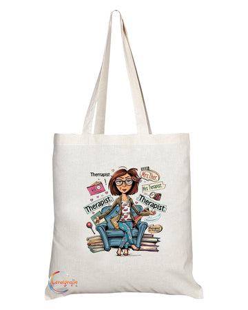 TB1888 Mrs Therapist Tote Bag - Gift for Female Therapists, Counselors, Mental Health Professionals - Durable, Stylish, Eco-Friendly, Reusable, Spacious, and Lightweight