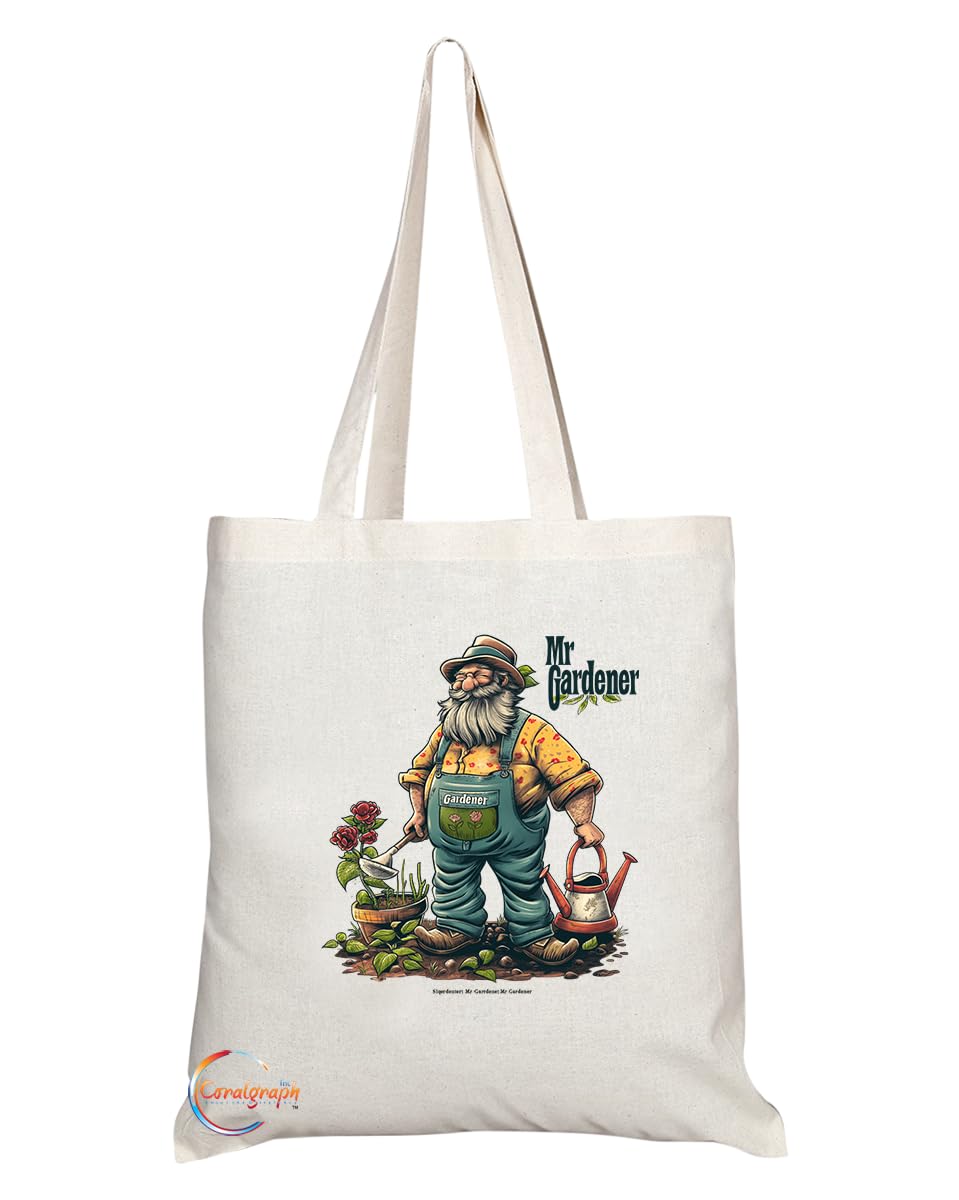 TB1835 Mr Gardener Tote Bag - Great Gift for Male Gardeners, Plant Lovers, Horticulturists - Durable, Stylish, Eco-Friendly, Reusable, Spacious, and Lightweight