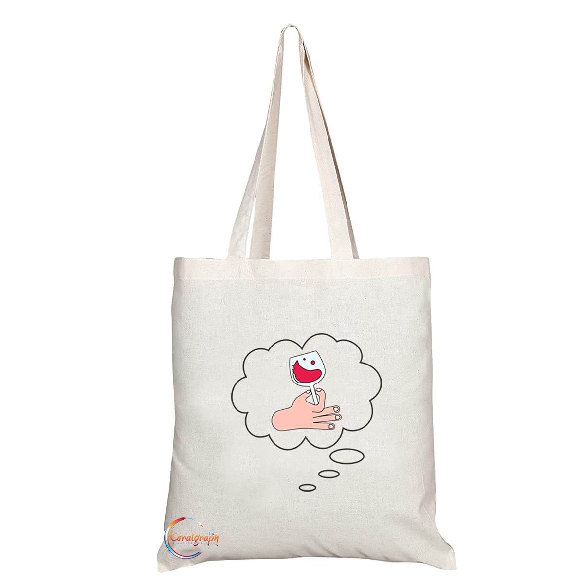 TB1256 Wine Novelty Present Gift Printed Eco-Friendly Stylish Long Handled Tote Shoulder Bag