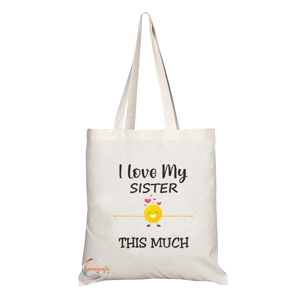 TB1180 Love My Sister This Much Novelty Present Gift Printed Eco-Friendly Stylish Long Handled Tote Shoulder Bag
