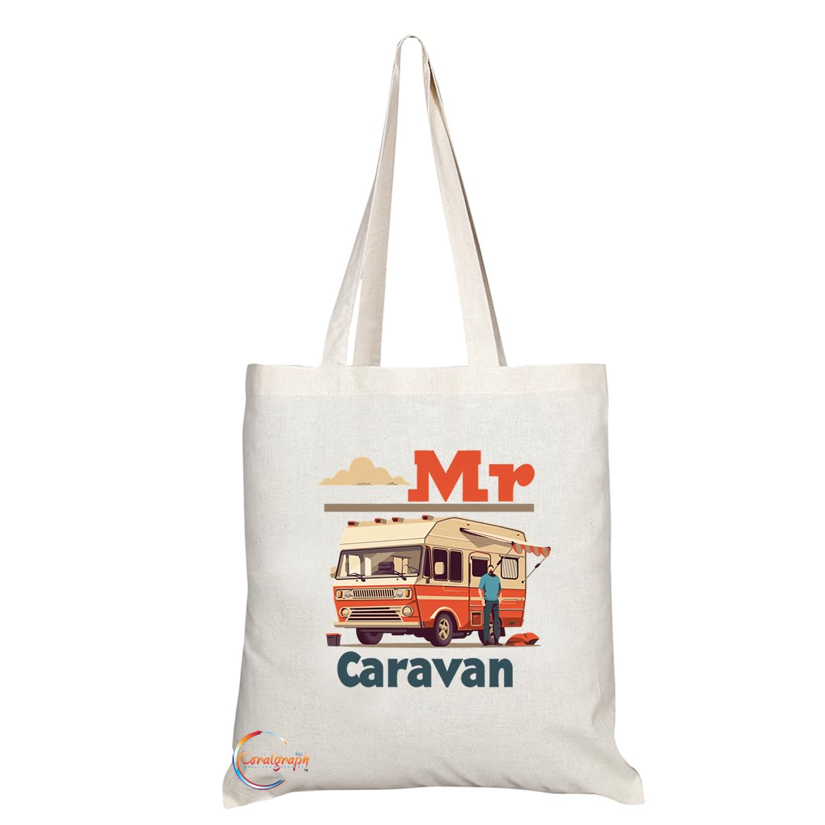 TB1713 Mr Caravan Tote Bag - Great for Caravan Owners, Travelers, Adventure Seekers - Sustainable, Stylish, Long Handled, Durable and Reusable