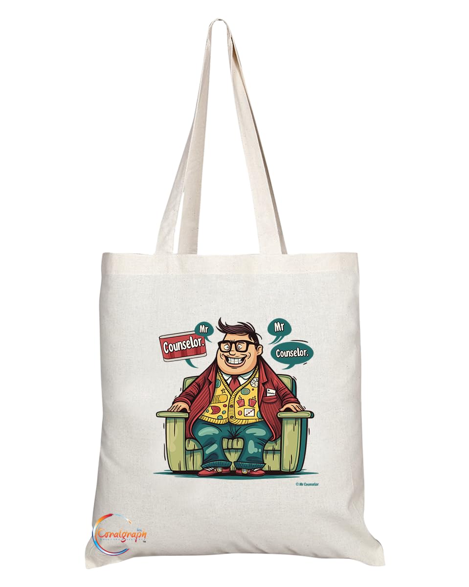 TB1875 Mr Counselor Tote Bag - Gift for Counselors, Therapists, Guidance Professionals - Durable, Stylish, Eco-Friendly, Reusable, Spacious, and Lightweight