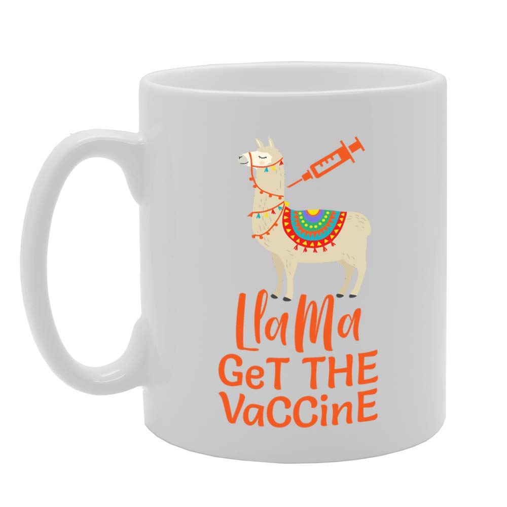 Llama Get Vaccine   Printed Tea Coffee Ceramic  Mg4768 - Funny Printed Coffee Mug - Great Gift Idea