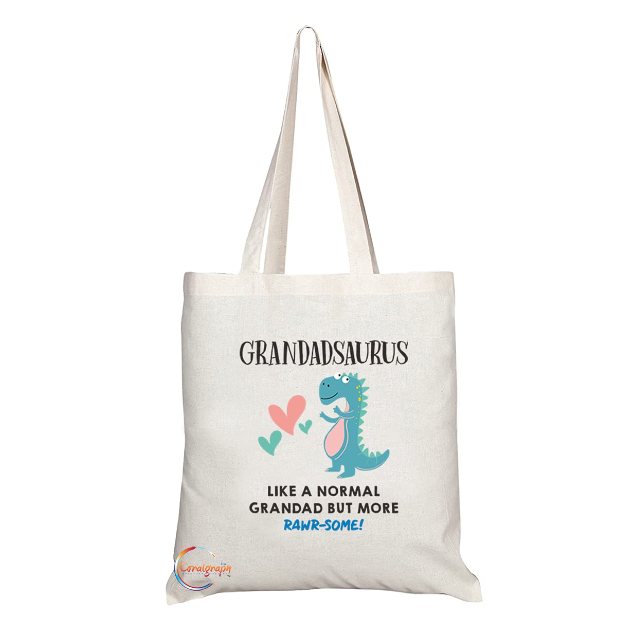 TB1191 Grandadsaurus Like a Normal Grandad but more Rawr-some Novelty Present Gift Printed Eco-Friendly Stylish Long Handled Tote Shoulder Bag