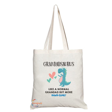 TB1191 Grandadsaurus Like a Normal Grandad but more Rawr-some Novelty Present Gift Printed Eco-Friendly Stylish Long Handled Tote Shoulder Bag
