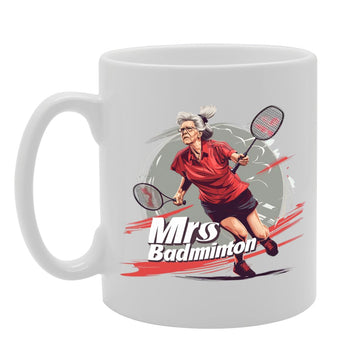 Mrs Badminton  - Ideal For Badminton Players And Sports Enthusiasts, 11Oz Ceramic Coffee  For Shuttlecock Lovers And Court Fans Mg5957 - Funny Printed Coffee Mug - Great Gift Idea