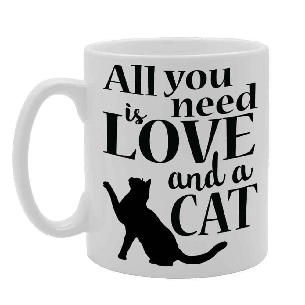 All You Need Is Love And A Cat   Printed Tea Coffee Ceramic  Mg2061 - Funny Printed Coffee Mug - Great Gift Idea