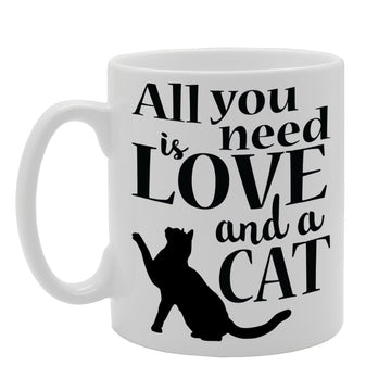 All You Need Is Love And A Cat   Printed Tea Coffee Ceramic  Mg2061 - Funny Printed Coffee Mug - Great Gift Idea