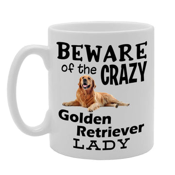 Beware! Of The Crazy Golden Retriever Lady   Printed Tea Coffee Ceramic  Mg4524 - Funny Printed Coffee Mug - Great Gift Idea