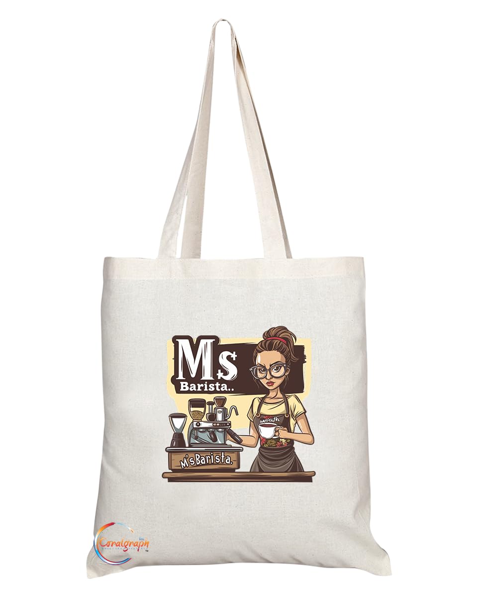 TB1993 Ms Barista Tote Bag - Ideal for Baristas, Coffee Enthusiasts, and Cafe Workers - Tote Bag with Fun Design
