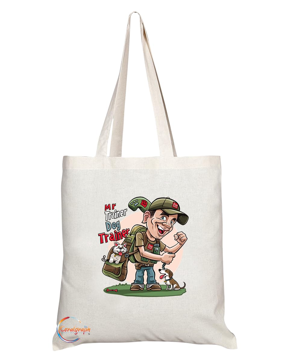 TB1879 Mr Dog Trainer Tote Bag - Gift for Dog Trainers, Pet Lovers, Canine Enthusiasts - Durable, Stylish, Eco-Friendly, Reusable, Spacious, and Lightweight