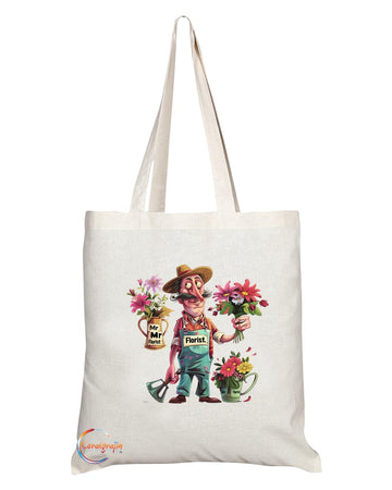 TB1810 Mr Florist Tote Bag - Gift for Florists, Flower Enthusiasts, Gardening Lovers - Durable, Stylish, Eco-Friendly, Reusable, Spacious, and Lightweight
