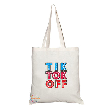 TB1451 Tik Tok Off Novelty Present Gift Printed Eco-Friendly Stylish Long Handled Tote Shoulder Bag