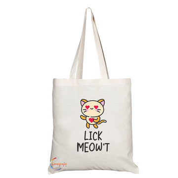 TB1141 Lick Meow't Novelty Present Gift Printed Eco-Friendly Stylish Long Handled Tote Shoulder Bag