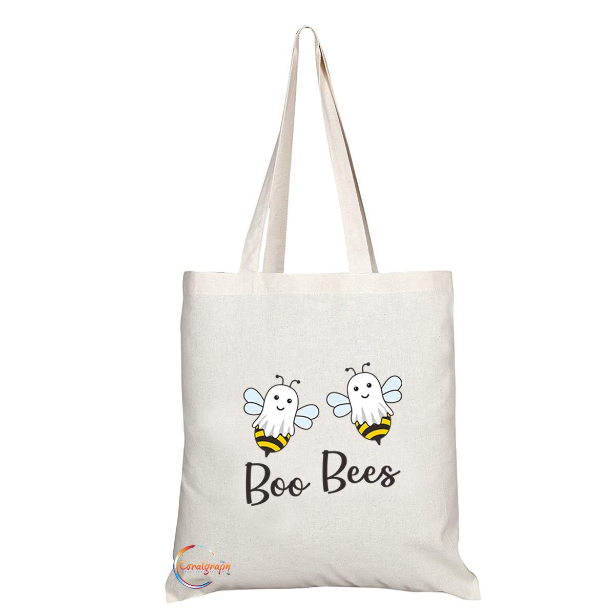 TB602 Boo Bees - 6 Bees Novelty Present Gift Printed Eco-Friendly Stylish Long Handled Tote Shoulder Bag
