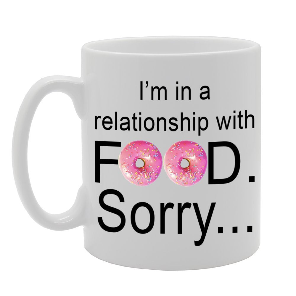 Relationship With Food   Printed Ceramic Tea Coffee  Mg054 - Funny Printed Coffee Mug - Great Gift Idea