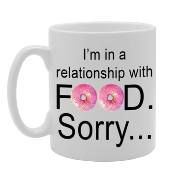Relationship With Food   Printed Ceramic Tea Coffee  Mg054 - Funny Printed Coffee Mug - Great Gift Idea