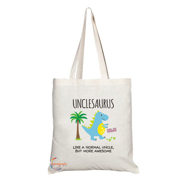 TB1198 Unclesaurus Like a Normal Uncle but more Rawr-some Novelty Present Gift Printed Eco-Friendly Stylish Long Handled Tote Shoulder Bag