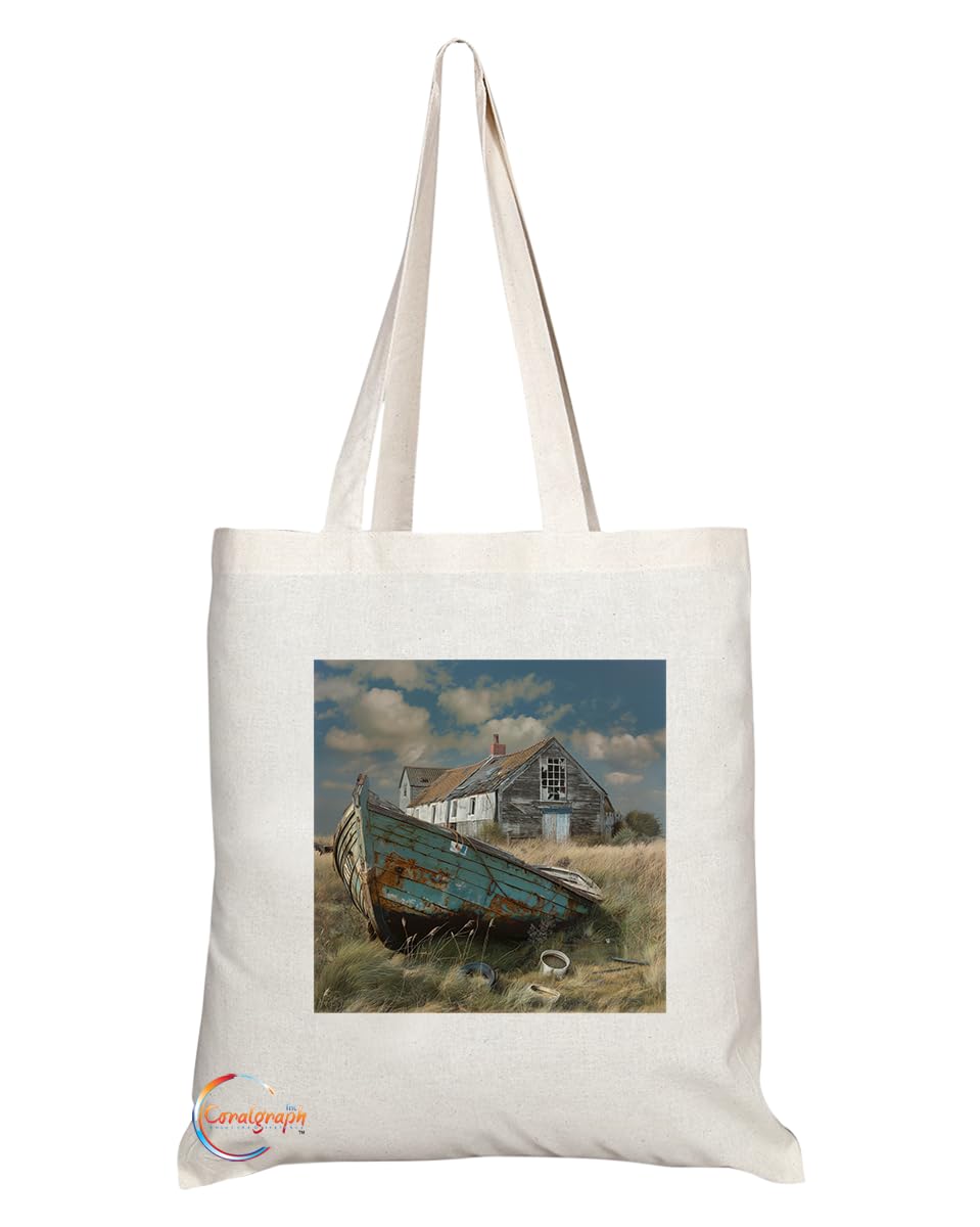 Natural Reusable Shopping Souvenir Tote Bag Featuring Cities and Landmarks in United Kingdom (Norfolk)