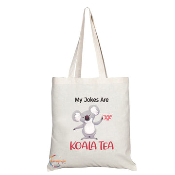 TB1201 My Jokes Are Koala Tea Novelty Present Gift Printed Eco-Friendly Stylish Long Handled Tote Shoulder Bag