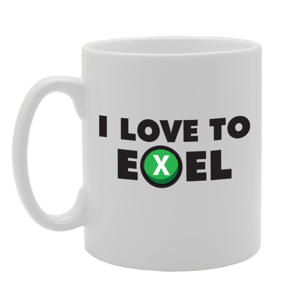 I Love To Exel   Printed Tea Coffee Ceramic  Mg3057 - Funny Printed Coffee Mug - Great Gift Idea