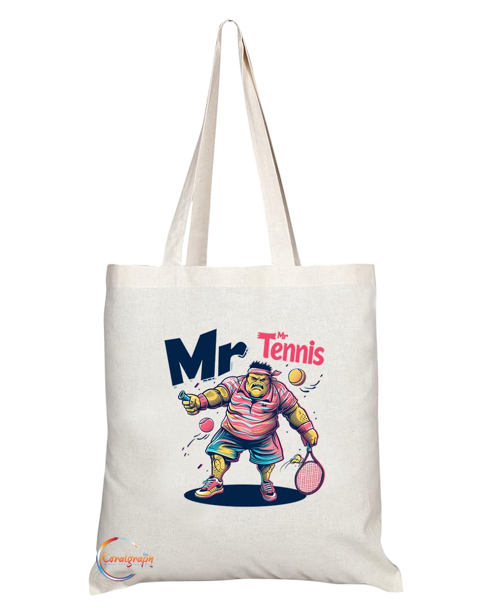 TB1895 Mr Tennis Tote Bag - Great Gift for Tennis Players, Sports Enthusiasts, Tennis Fans - Durable, Stylish, Eco-Friendly, Reusable, Spacious, and Lightweight