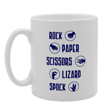 Rock Paper Scissors Lizard Spock Palm Illustration   Printed Tea Coffee Ceramic  Mg3126 - Funny Printed Coffee Mug - Great Gift Idea