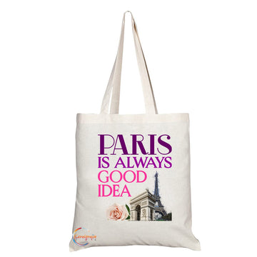 TB1505 Paris is Always Good Idea Arc de Triomphe Novelty Present Gift Printed Tourist Tote Shoulder Souvenir Gift Bag