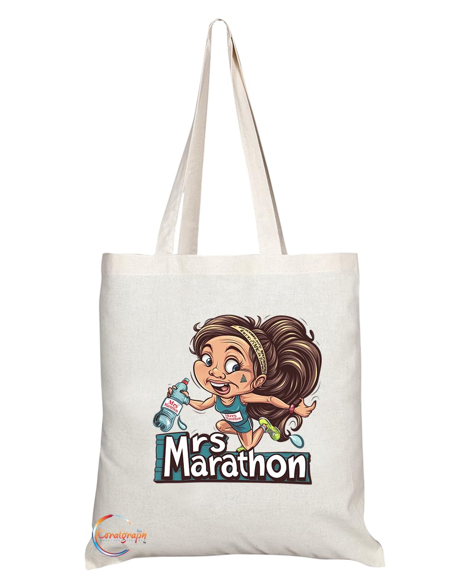 TB1808 Mrs Marathon Tote Bag - Gift for Marathon Runners, Fitness Enthusiasts, Athletes - Durable, Stylish, Eco-Friendly, Reusable, Spacious, and Lightweight