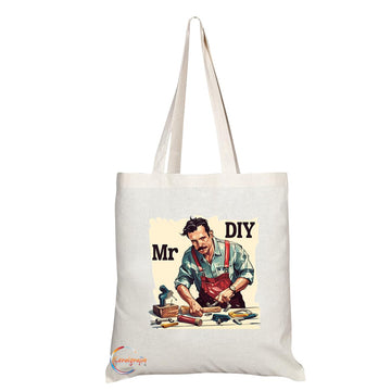 TB1776 Mr DIY Tote Bag - Great for DIY Enthusiasts, Handymen, Home Improvement Lovers - Sustainable, Stylish, Long Handled, Durable and Reusable