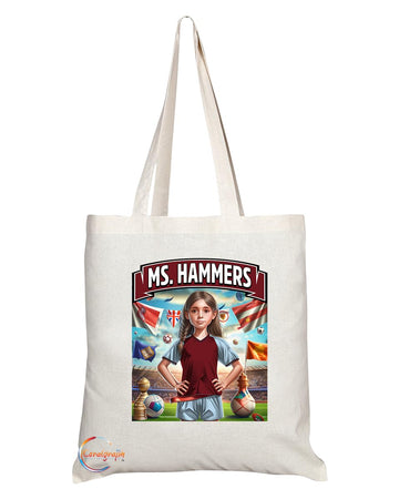 TB1607 Ms Hammers Footie Fan Lady Girl Tote Bag - Eco-Friendly, Stylish, Long Handled, Perfect Novelty Gift by