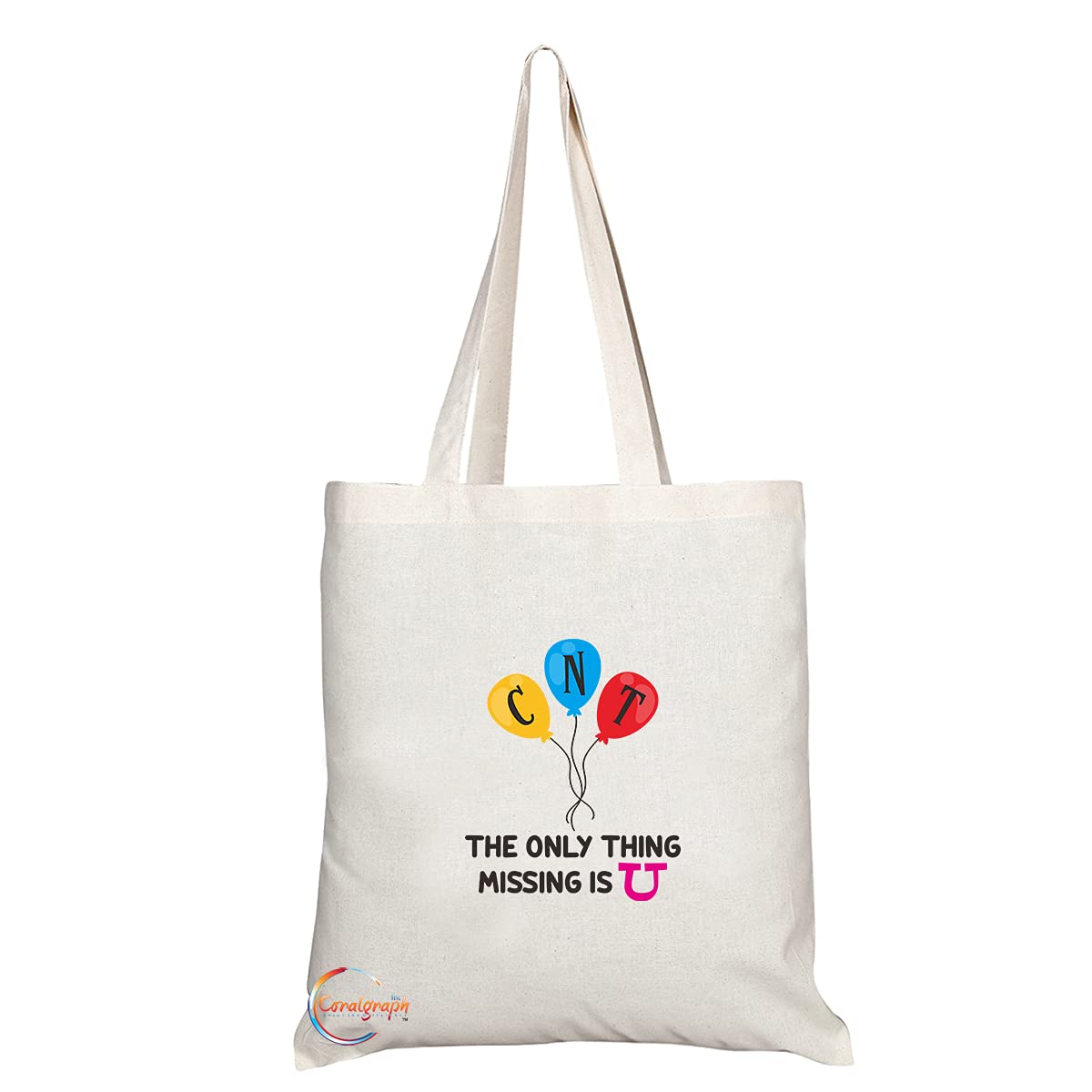 TB1343 The Only Thing Missing is U Tea Novelty Present Gift Printed Eco-Friendly Stylish Long Handled Tote Shoulder Bag