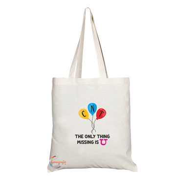 TB1343 The Only Thing Missing is U Tea Novelty Present Gift Printed Eco-Friendly Stylish Long Handled Tote Shoulder Bag