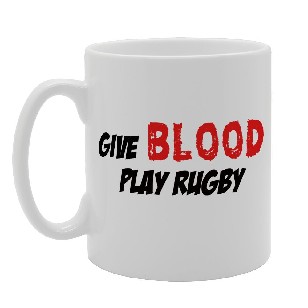 Give Blood Play Rugby   Printed Tea Coffee Ceramic  Mg1806 - Funny Printed Coffee Mug - Great Gift Idea