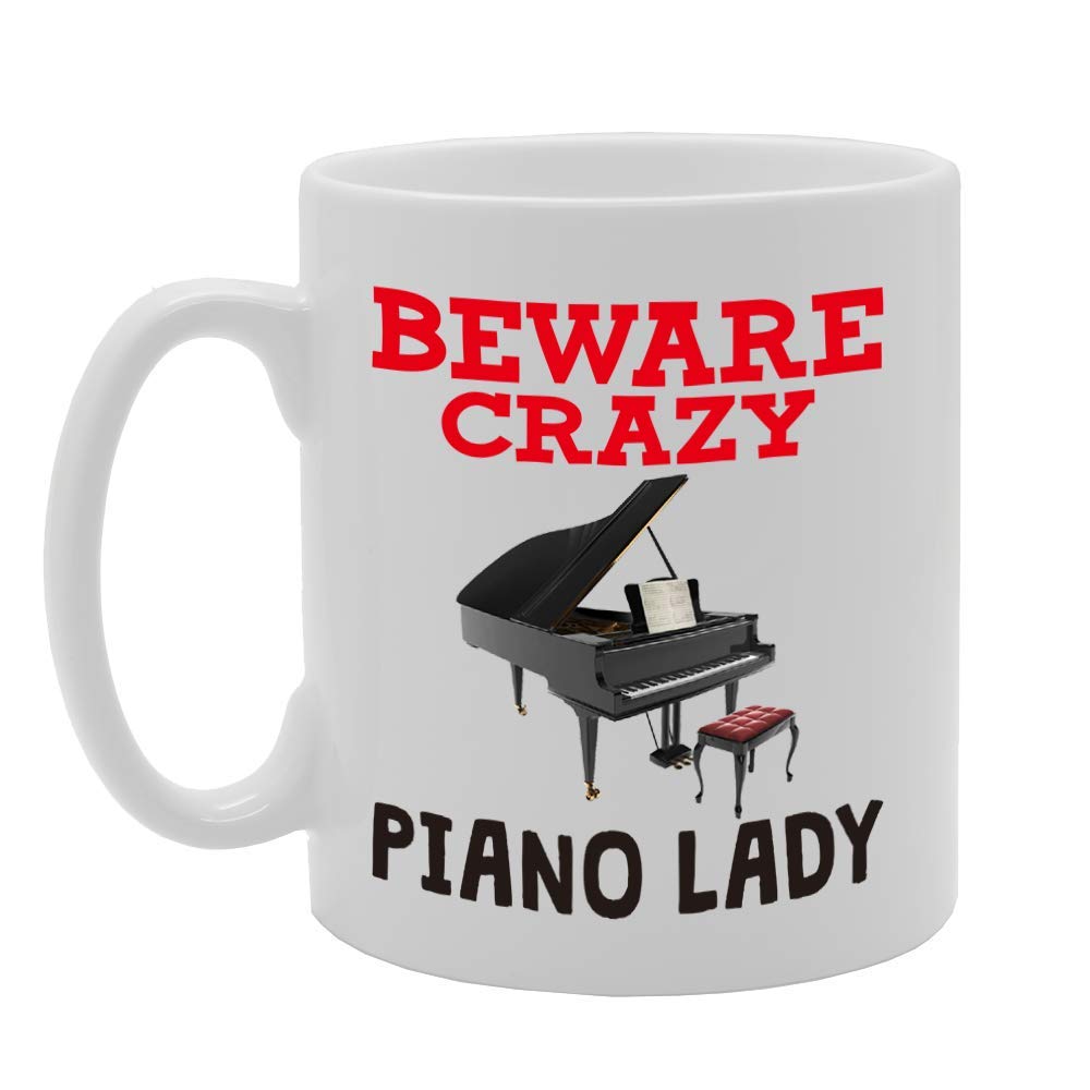 Beware Crazy Piano Lady   Printed Tea Coffee Ceramic  Mg4383 - Funny Printed Coffee Mug - Great Gift Idea