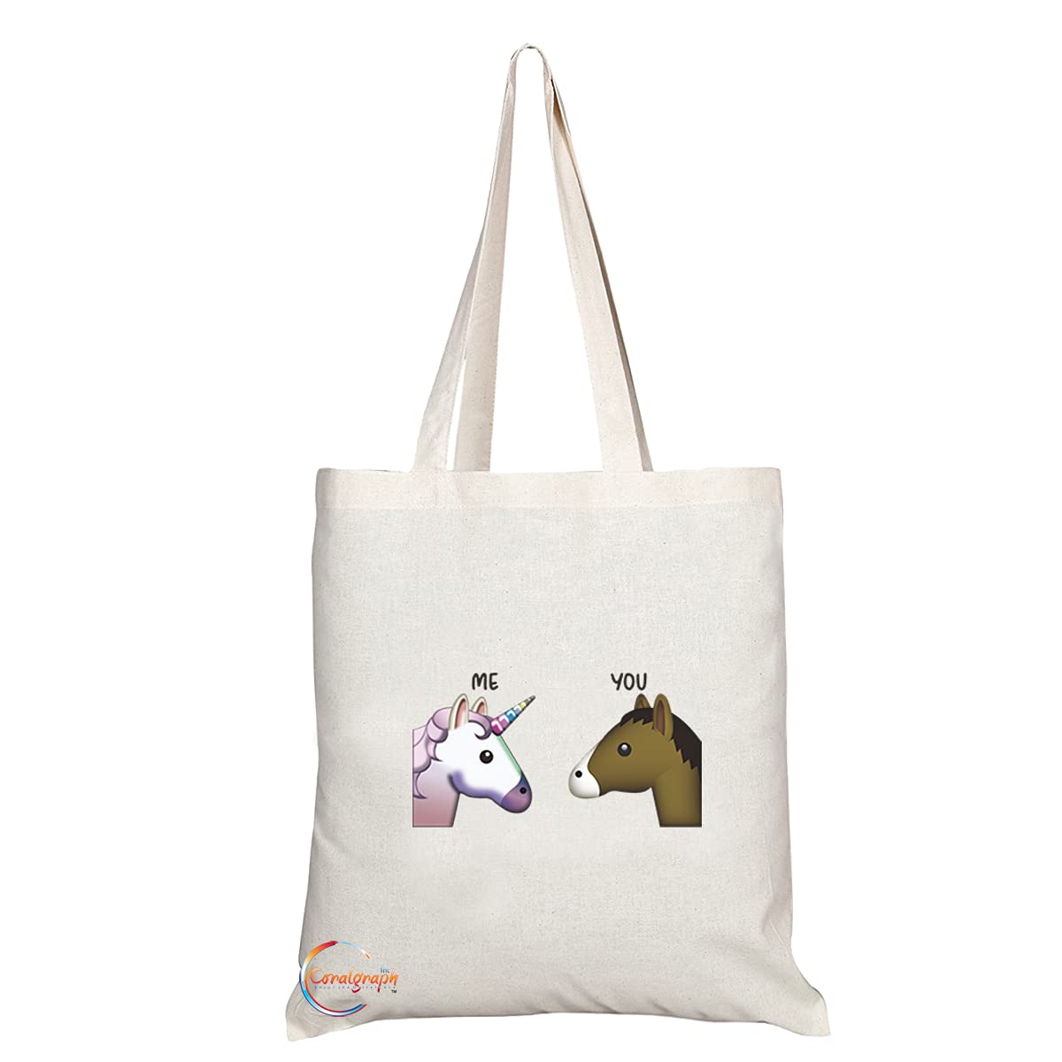 TB1247 Me Unicorn You Horse Novelty Present Gift Printed Eco-Friendly Stylish Long Handled Tote Shoulder Bag