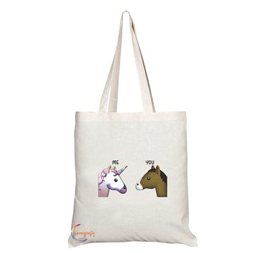 TB1247 Me Unicorn You Horse Novelty Present Gift Printed Eco-Friendly Stylish Long Handled Tote Shoulder Bag