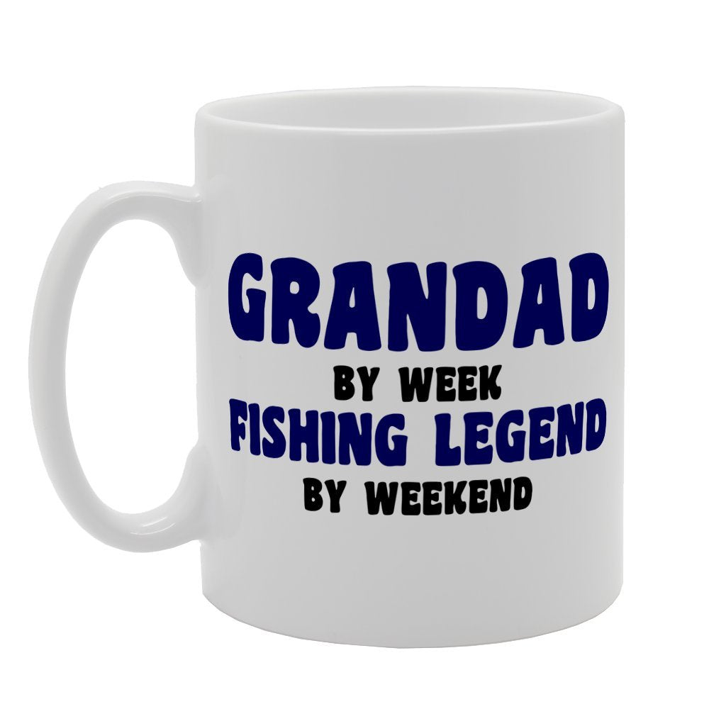 Grandad By Week Fishing Legend By Weekend   Printed Tea Coffee Ceramic  Mg1801 - Funny Printed Coffee Mug - Great Gift Idea