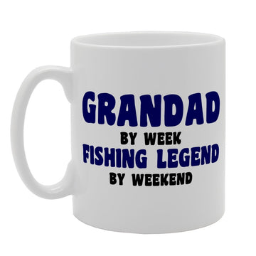Grandad By Week Fishing Legend By Weekend   Printed Tea Coffee Ceramic  Mg1801 - Funny Printed Coffee Mug - Great Gift Idea