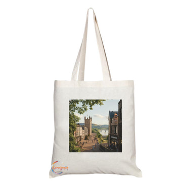 Natural Reusable Shopping Souvenir Tote Bag Featuring Cities and Landmarks in United Kingdom (Inverness)
