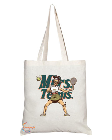 TB1896 Mrs Tennis Tote Bag - Gift for Female Tennis Players, Sports Enthusiasts, Tennis Fans - Durable, Stylish, Eco-Friendly, Reusable, Spacious, and Lightweight