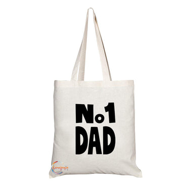 TB744 No1 Dad Fathers Day Novelty Present Gift Printed Eco-Friendly Stylish Long Handled Tote Shoulder Bag