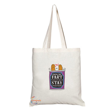 TB1469 Couple Fart together Stay Together Novelty Present Gift Printed Eco-Friendly Stylish Long Handled Tote Shoulder Bag