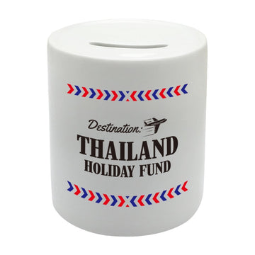 BS021 THAILAND HOLIDAY FUND Novelty Gift Printed Ceramic Piggy Bank Money Saving Box